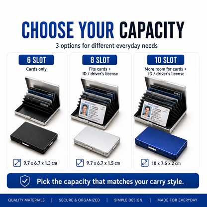 🛡️ RFID Blocking Metal Card Holder – Slim Stainless Steel Wallet ⚡