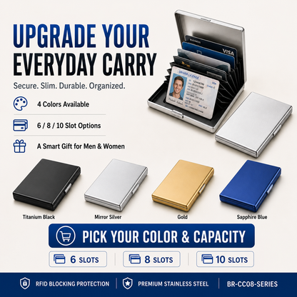 🛡️ RFID Blocking Metal Card Holder – Slim Stainless Steel Wallet ⚡