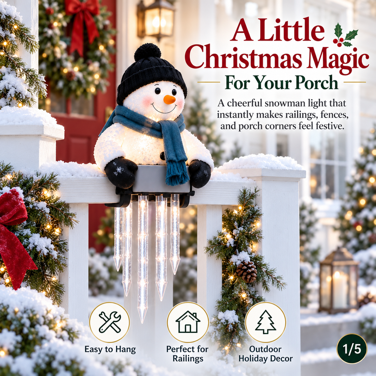🔥 Today 49% OFF - WinterGlow Snowman Icicle Lights – Magical Christmas Decoration