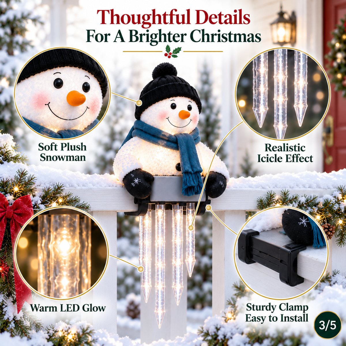 🔥 Today 49% OFF - WinterGlow Snowman Icicle Lights – Magical Christmas Decoration