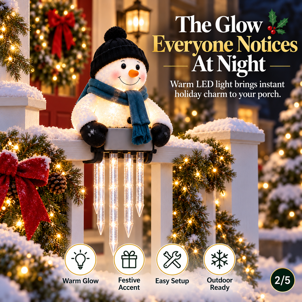 🔥 Today 49% OFF - WinterGlow Snowman Icicle Lights – Magical Christmas Decoration