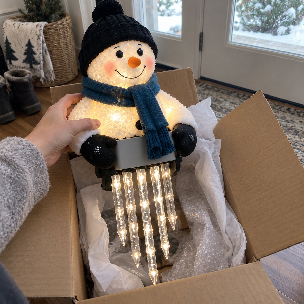 🔥 Today 49% OFF - WinterGlow Snowman Icicle Lights – Magical Christmas Decoration