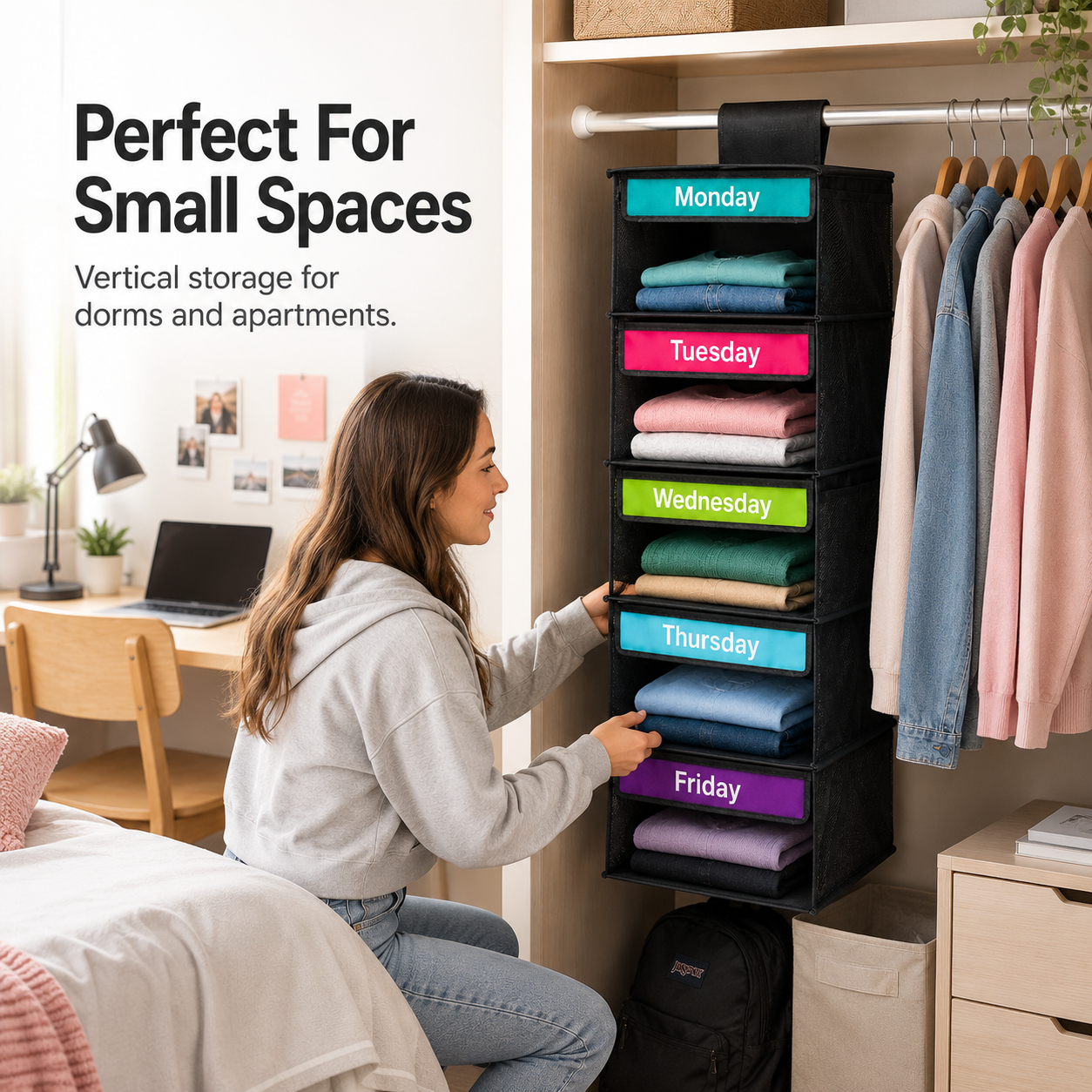🎁 50% OFF TODAY 👗 5-Day Hanging Outfit Organizer ✨ Plan 5 Outfits. Grab & Go.