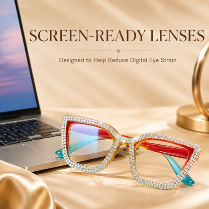 Cat Eye Anti-Blue Light Reading Glasses - Diamond Inlaid