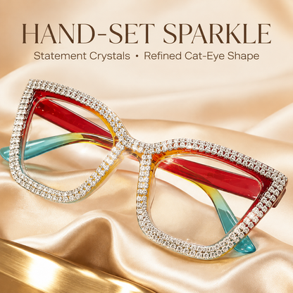 Cat Eye Anti-Blue Light Reading Glasses - Diamond Inlaid
