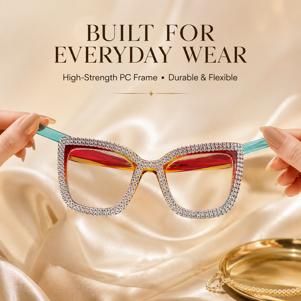 Cat Eye Anti-Blue Light Reading Glasses - Diamond Inlaid
