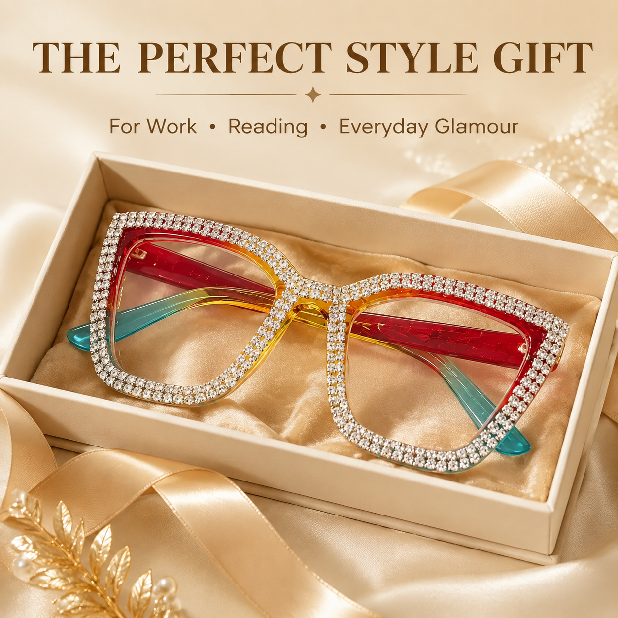 Cat Eye Anti-Blue Light Reading Glasses - Diamond Inlaid