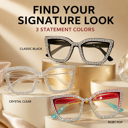 Cat Eye Anti-Blue Light Reading Glasses - Diamond Inlaid