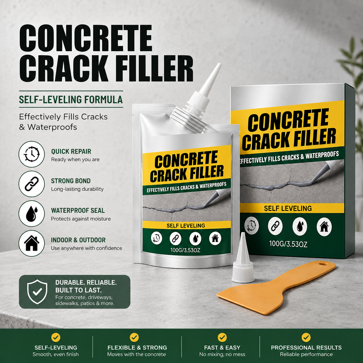 🛠️ Waterproof Concrete Crack Filler for Concrete Repair