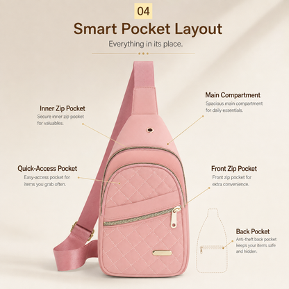 Solid Color Quilted Fanny Pack for Women - Large Capacity