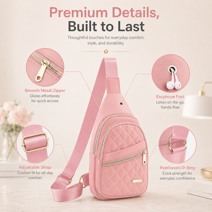 Solid Color Quilted Fanny Pack for Women - Large Capacity