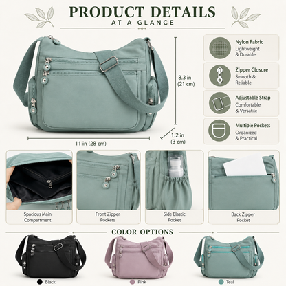 🛍️Multi-Pocket Crossbody Bag – Lightweight Nylon Shoulder Bag