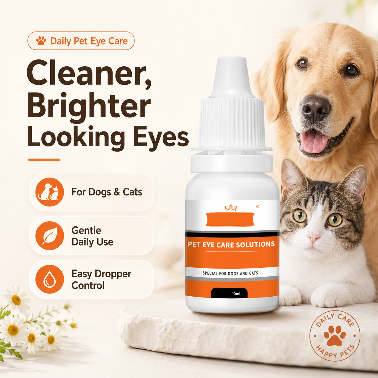 🐾 Pet Eye Wash Drops – Tear Stain Cleanup & Daily Eye-Area Care