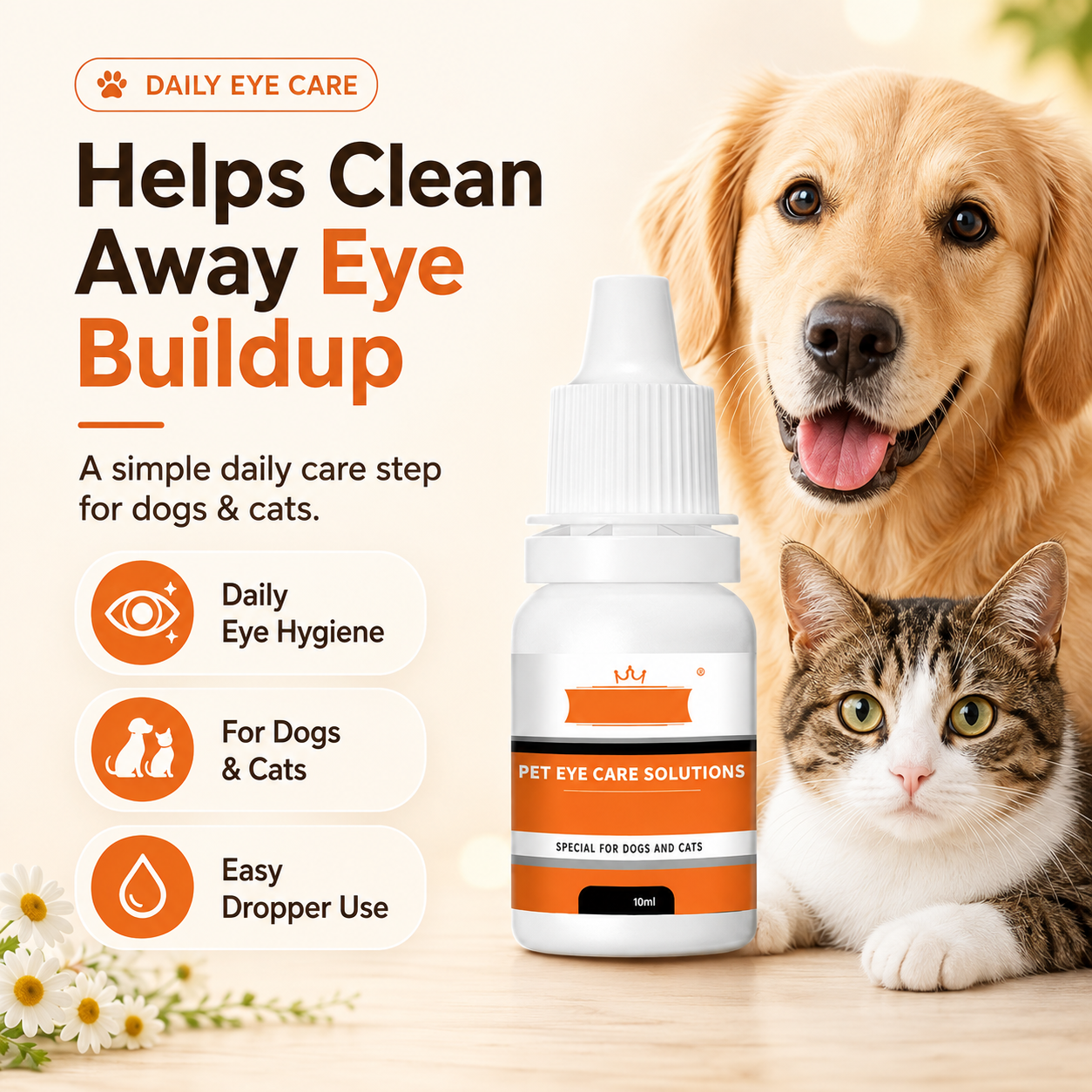 🐾 Pet Eye Wash Drops – Tear Stain Cleanup & Daily Eye-Area Care