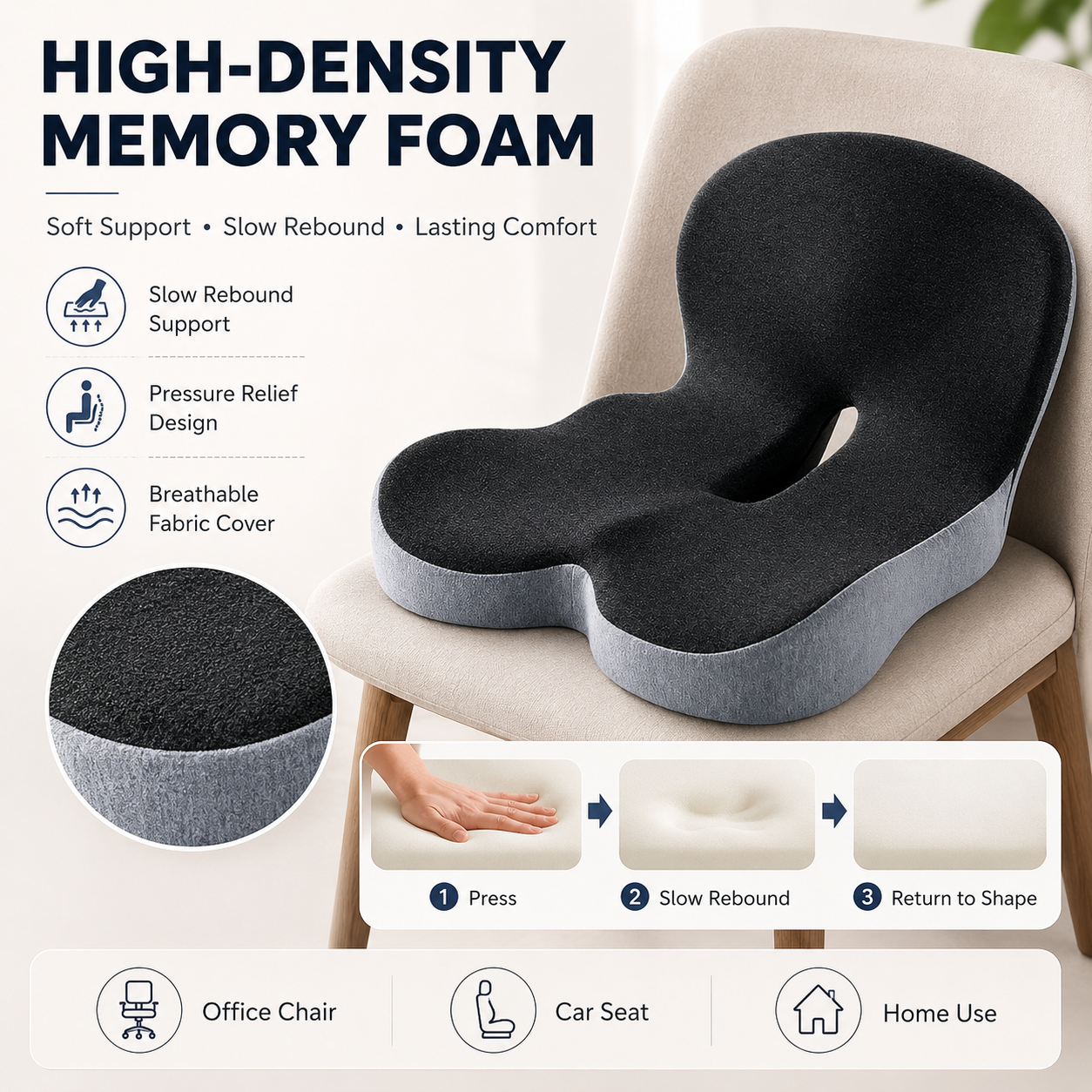 ✨50% off on the last day| Sitting All Day? This Cushion Helps Relieve Back & Tailbone Pressure Instantly