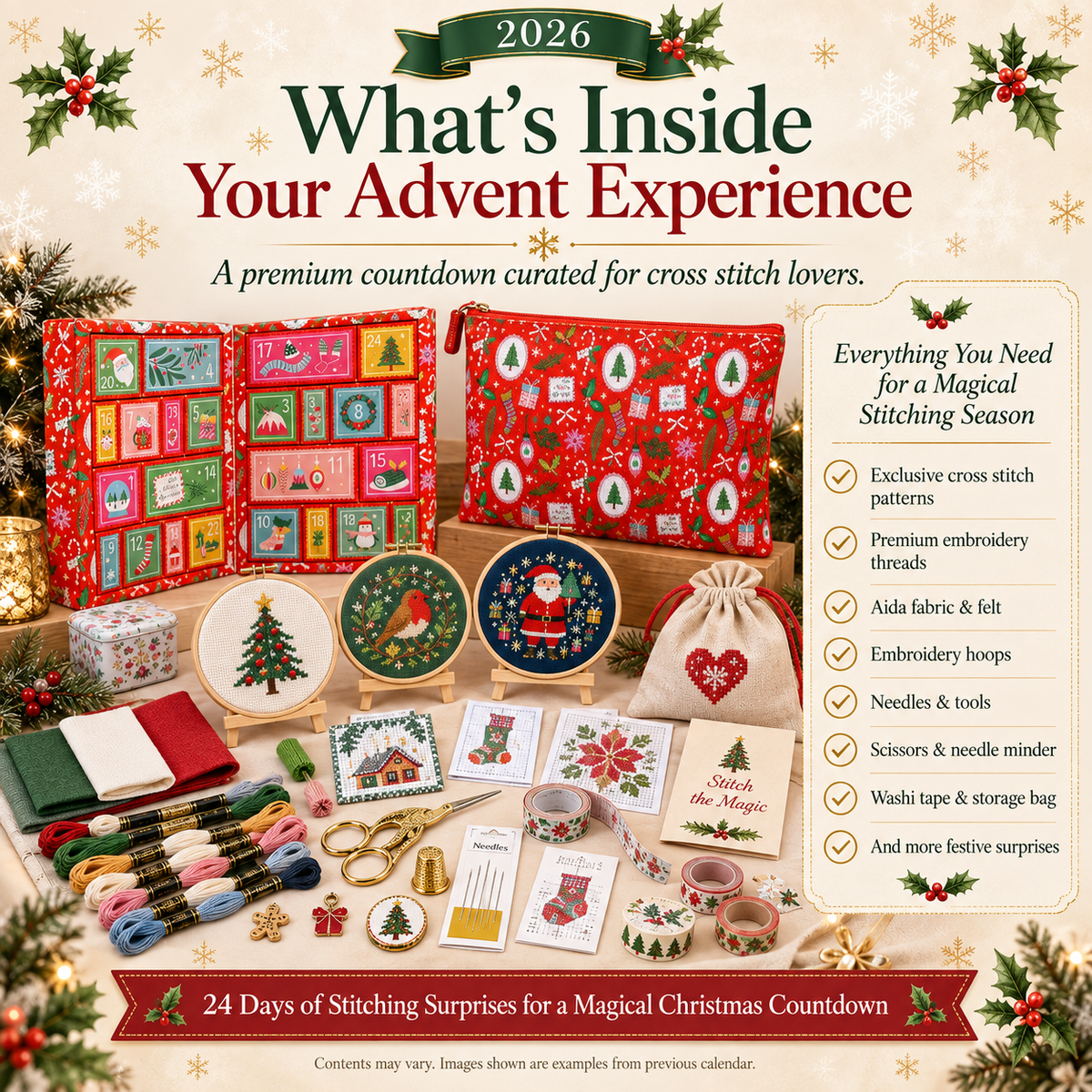 🎄 2026 Cross Stitch Advent Calendar Box – 24 Days of Christmas Crafting Surprises ✨