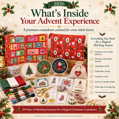 🎄 2026 Cross Stitch Advent Calendar Box – 24 Days of Christmas Crafting Surprises ✨