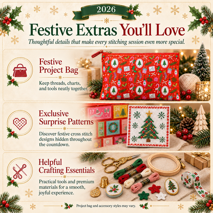 🎄 2026 Cross Stitch Advent Calendar Box – 24 Days of Christmas Crafting Surprises ✨