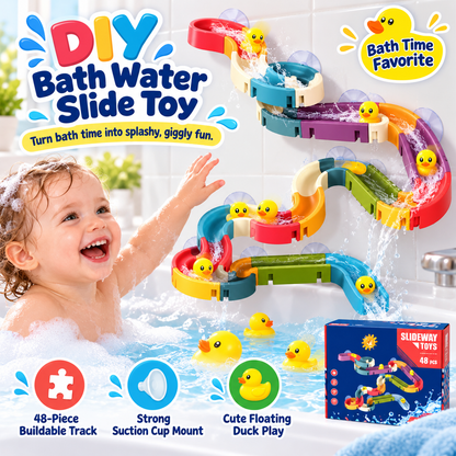 🦆 Kids DIY Duck Sliding Bath Toy 48-Piece Track Set 💦
