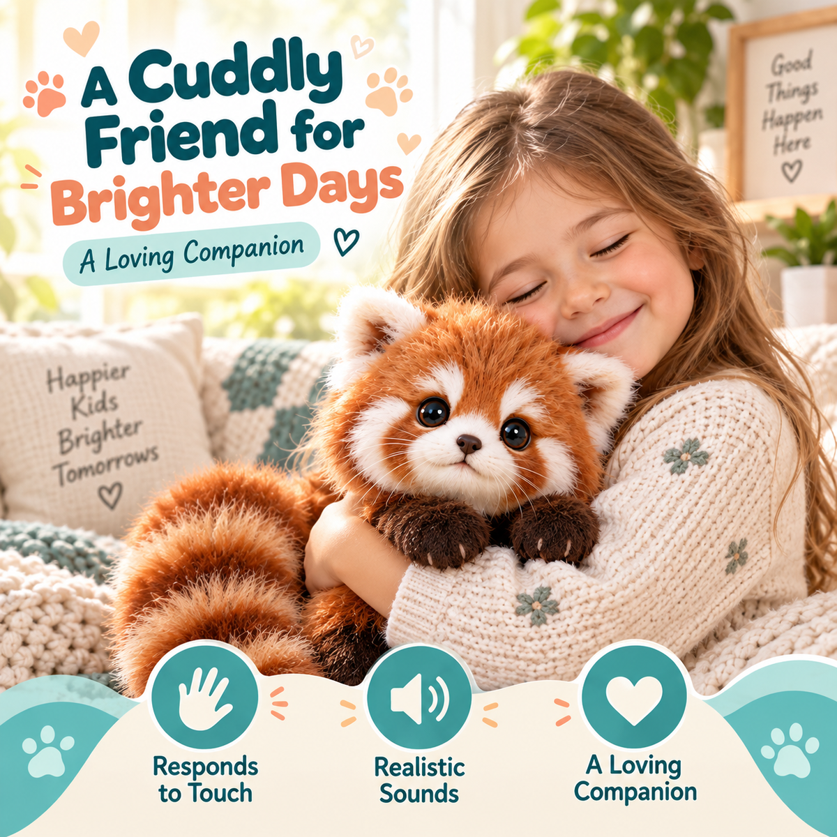 🔥Last Day 49% OFF🐾🧸 CuddlePurr™ Red Panda Interactive Plush Toy – Cute Companion Stuffed Animal for Kids