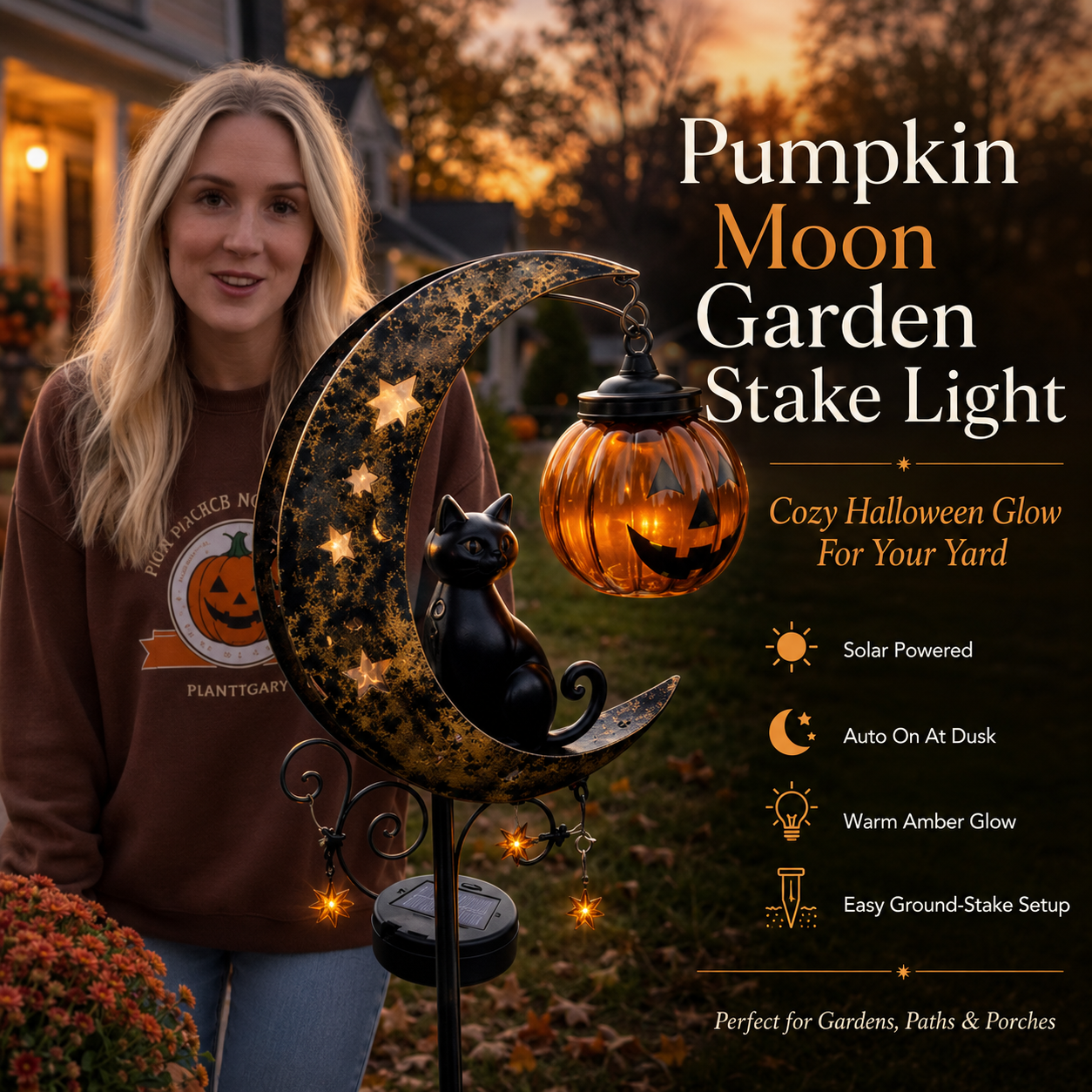 🎃Solar Halloween Black Cat Garden Stake Light