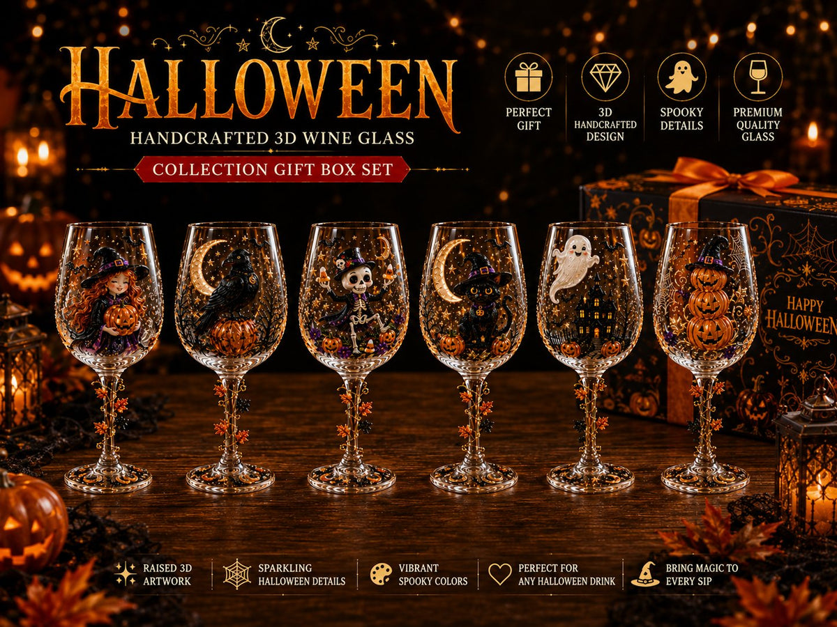 🎃 Halloween 3D Stemmed Wine Goblet – 6 Spooky Designs