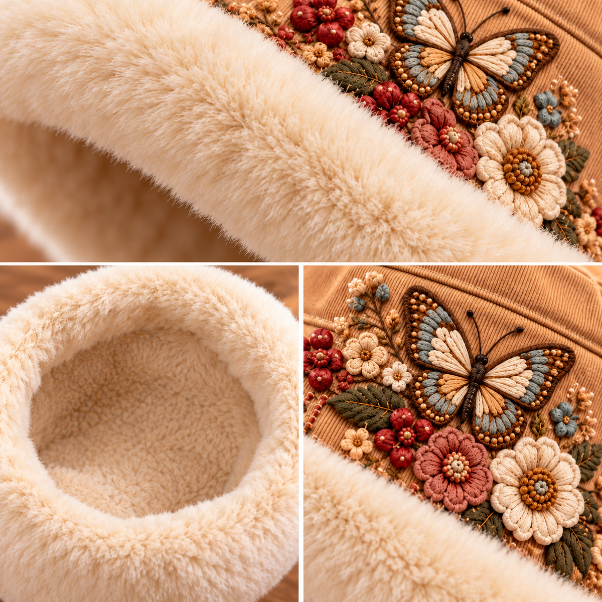 🌸 50% OFF Winter Garden Embroidered Bucket Hat – Plush-Lined Floral Charm ☁️