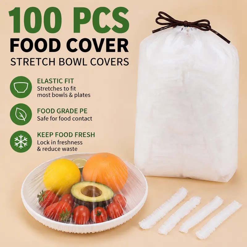 100PCS Disposable Stretch Food Covers for Bowls & Plates🛒