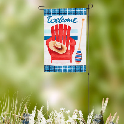 Nature-Themed Welcome Garden Flag With Stake – Turtle or Beach Chair