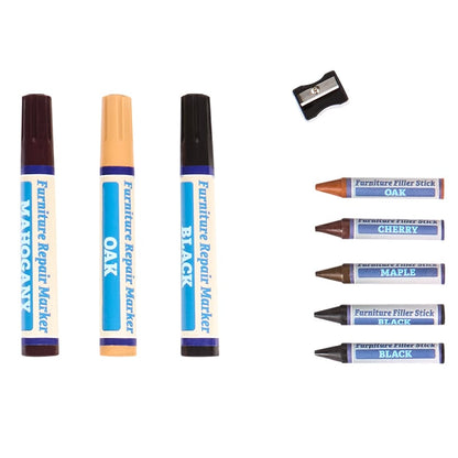 Furniture Repair and Restore Kit 3 Markers and 5 Wax Filler Sticks
