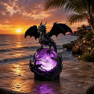 🔥Free Shipping🔮 Gothic Dragon LED Crystal Ball Lamp — Dark Aesthetic Decor