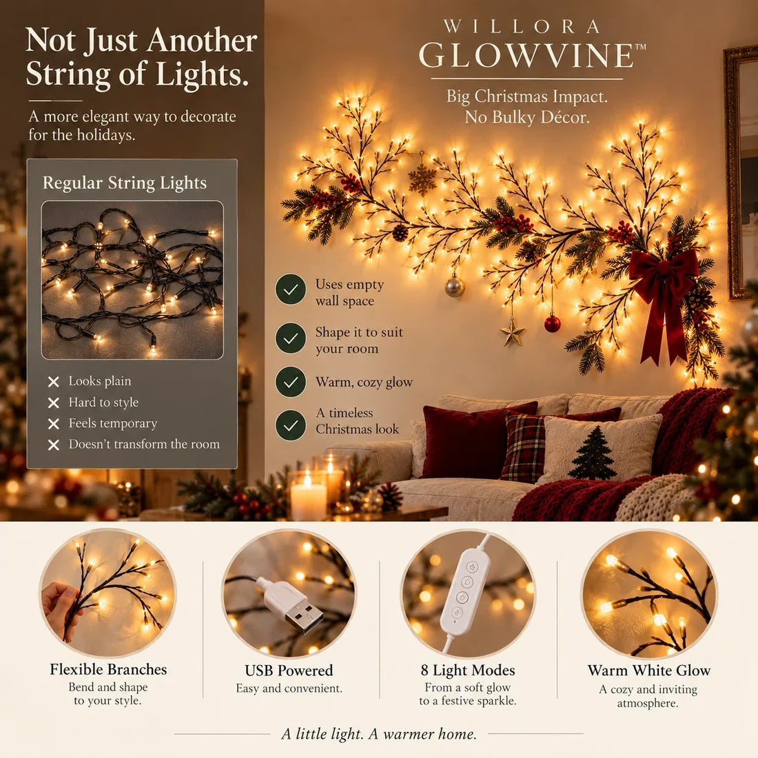 🎄 GlowVine™ Flexible Christmas Wall Lights