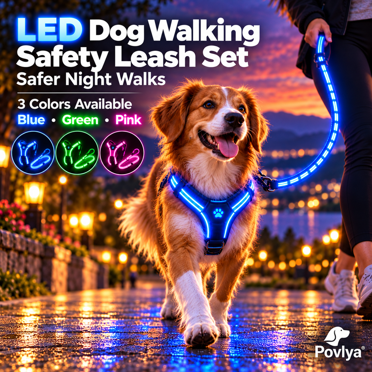 🐾 LED Light-Up Dog Harness & Leash Set 🌙 Keep Your Pup Visible After Dark!