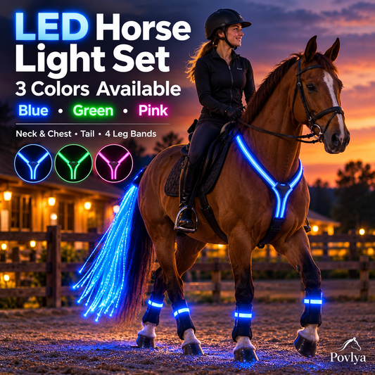 🐴 Full-Set LED Horse Harness Light Kit - Y-Chest Strap, Tail Light & Leg Bands