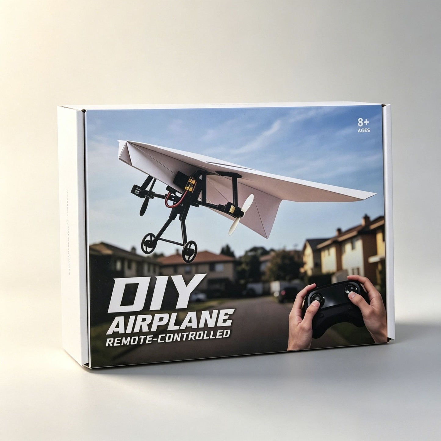 Power-Up RC Paper Airplane Kit with Gyro Stabilizer – DIY Electric Remote Control Plane with Dual Propellers, Lightweight Foldable Flying STEM Toy