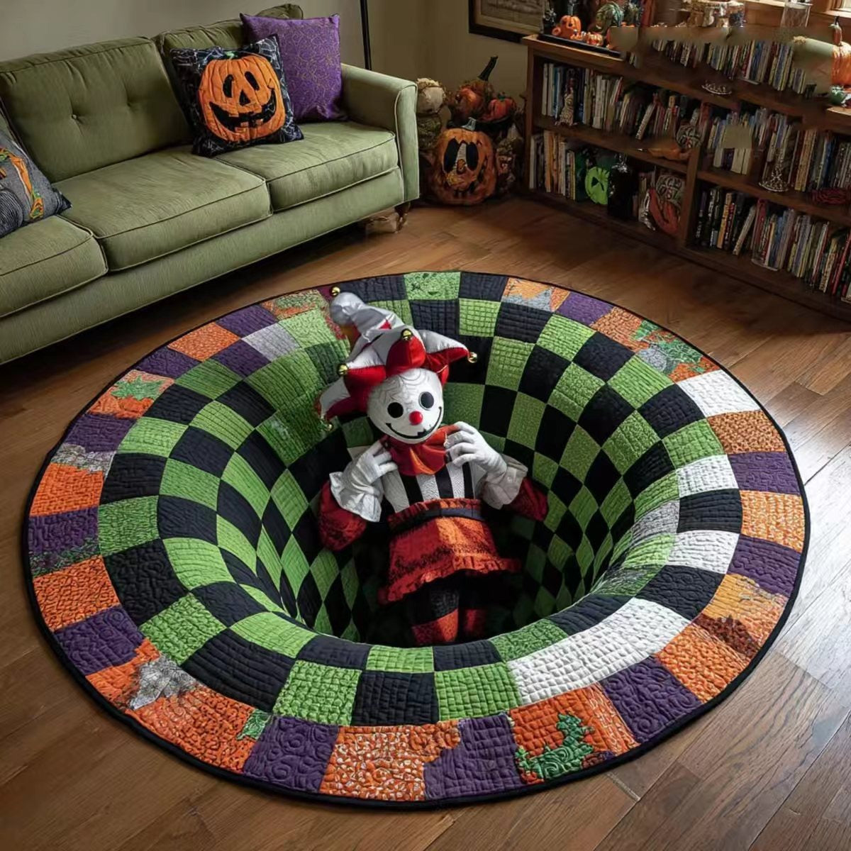 🔥 55% OFF TODAY 🎃3D Skeleton Vortex Quilted Round Halloween Rug