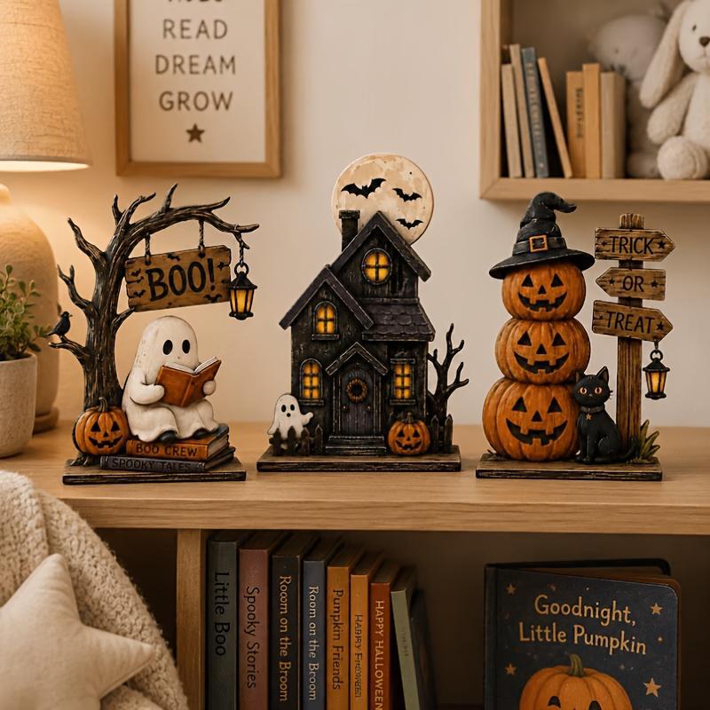 🎃 3-Piece Halloween Tabletop Decor Set – Spooky Centerpiece Collection