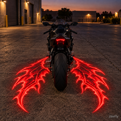 🏍️🔥 Devil Wing Motorcycle LED Ground Projector Lights – 2-Pack