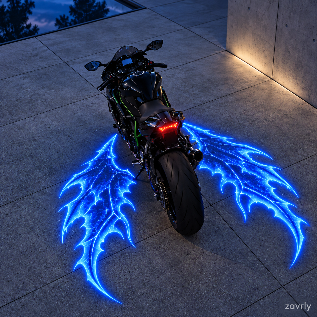 🏍️🔥 Devil Wing Motorcycle LED Ground Projector Lights – 2-Pack