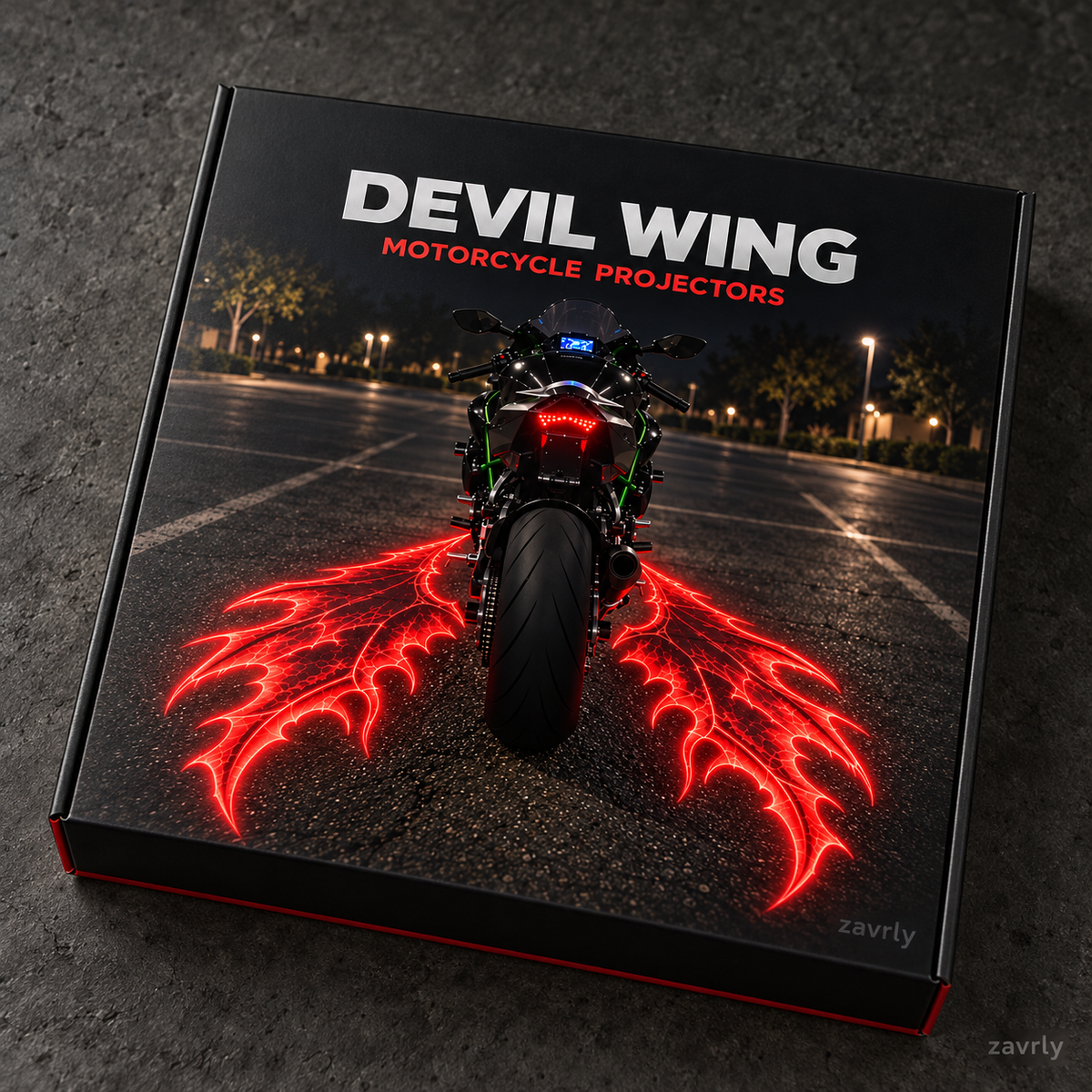 🏍️🔥 Devil Wing Motorcycle LED Ground Projector Lights – 2-Pack