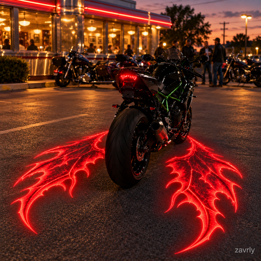 🏍️🔥 Devil Wing Motorcycle LED Ground Projector Lights – 2-Pack