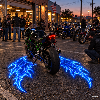 🏍️🔥 Devil Wing Motorcycle LED Ground Projector Lights – 2-Pack