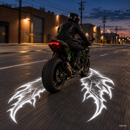 🏍️🔥 Devil Wing Motorcycle LED Ground Projector Lights – 2-Pack