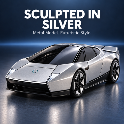 45% OFF🏎️Silver 2-in-1 Transforming Sports Car🏎️ & Robot – Futuristic Mecha Figure