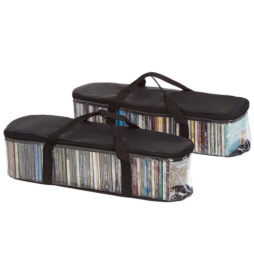 Media Storage Bag Organizer with Handles for CDs Set of 2