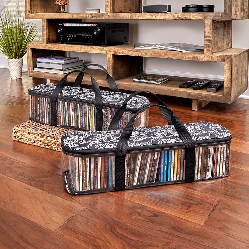 Media Storage Bag Organizer with Handles for CDs Set of 2