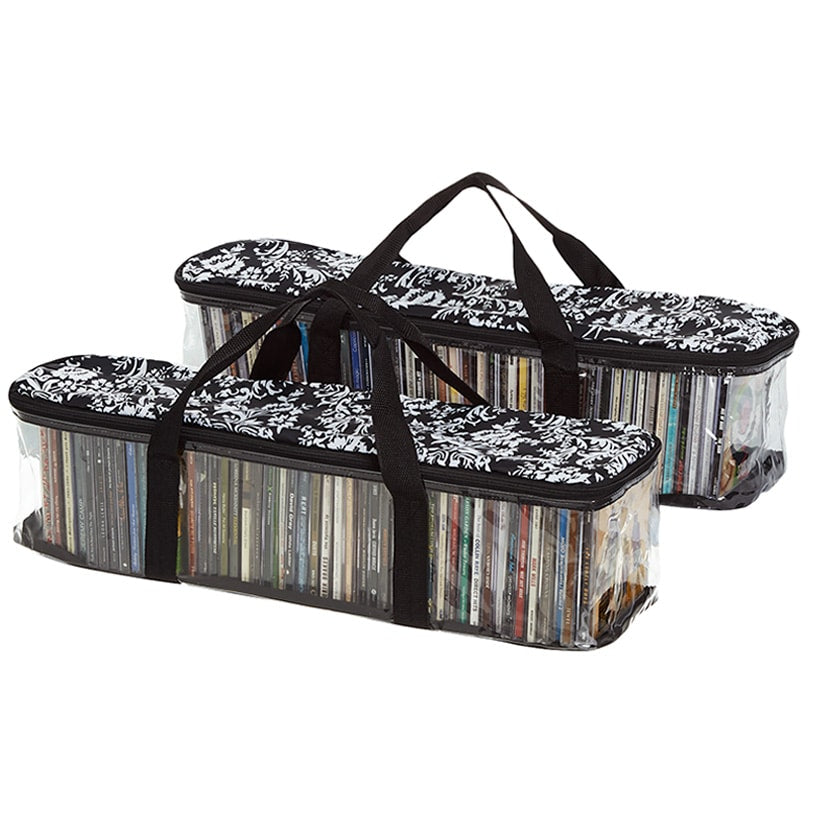 Media Storage Bag Organizer with Handles for CDs Set of 2