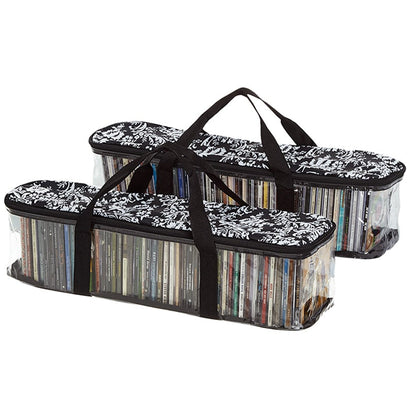 Media Storage Bag Organizer with Handles for CDs Set of 2
