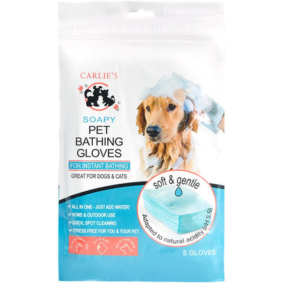Soapy Pet Bath Gloves Set of 5