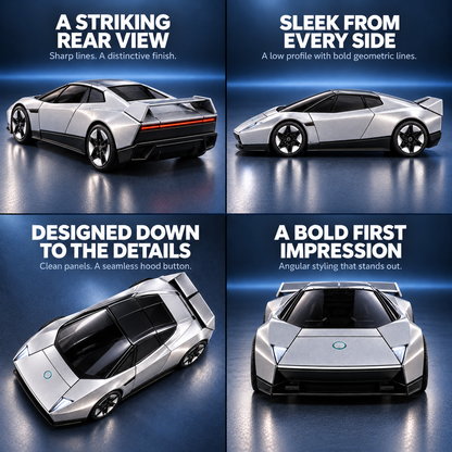 45% OFF🏎️Silver 2-in-1 Transforming Sports Car🏎️ & Robot – Futuristic Mecha Figure